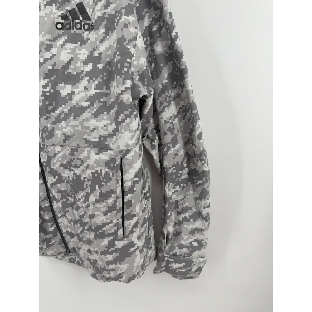 Adidas Mens ID Reflective Track Jacket Gray Digital Camouflage Full Zip Hooded S